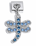 Blue Crystal Dragonfly Italian Anklet Charm