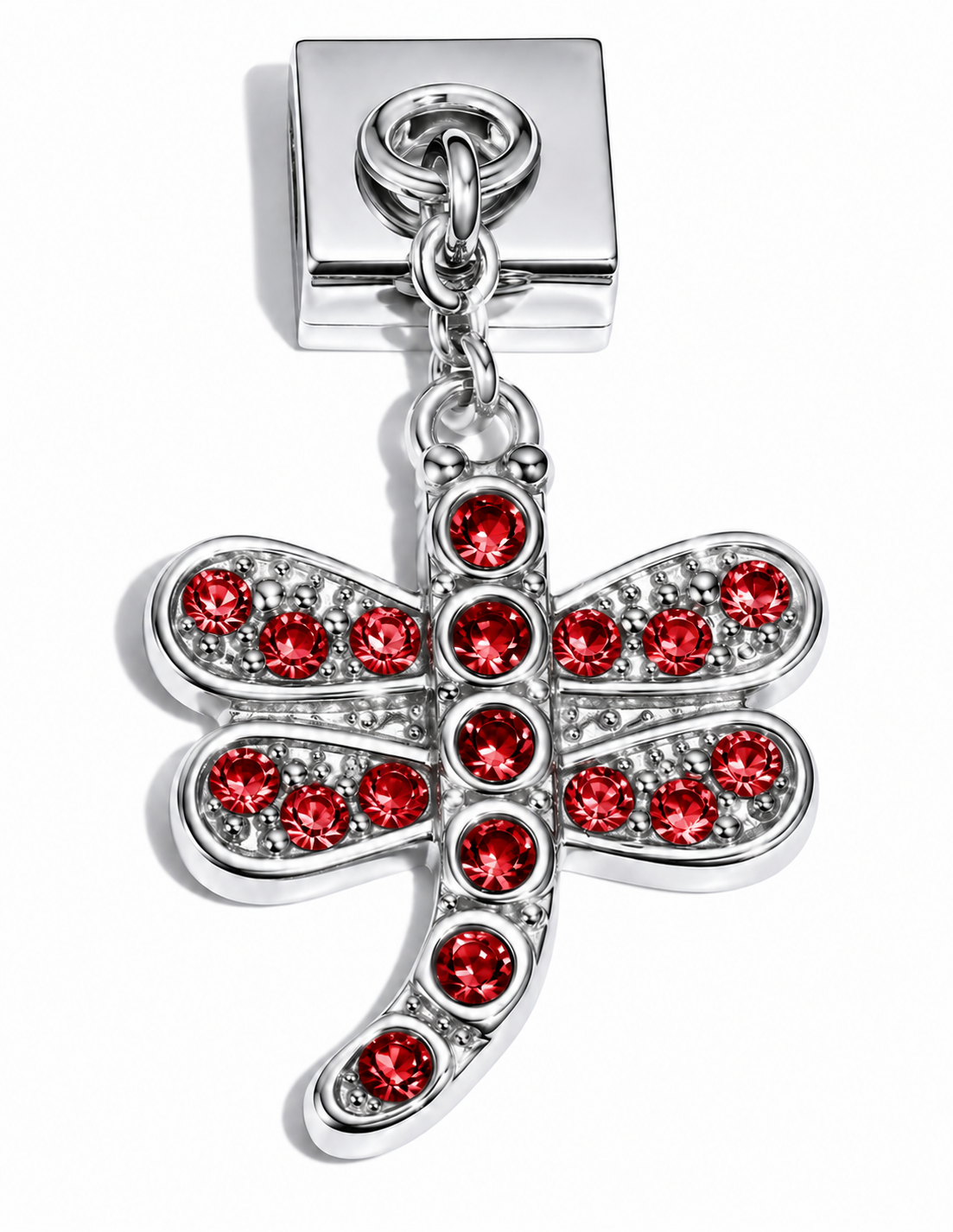 Red Crystal Dragonfly Italian Anklet Charm